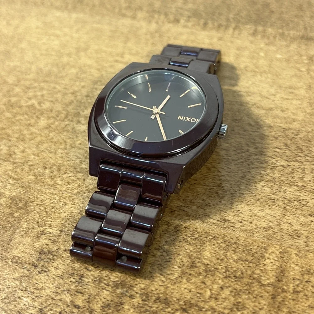 Nixon Men's The Time Teller Brown Ceramic‎ Quartz Watch - Untested Needs Battery